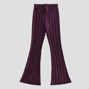 Wild Fable Purple Crushed Velvet Pleated High Rise Flare Pants